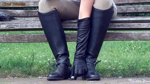 Jo Smokes And Crushes Victims Beneath Her Riding Boots