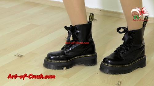 A pretty girl wears Doc Martens platform boots 2-Q (0311)